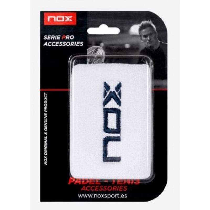 Muñequeras Nox Blanco Logo Azul Marino 2 Unidades