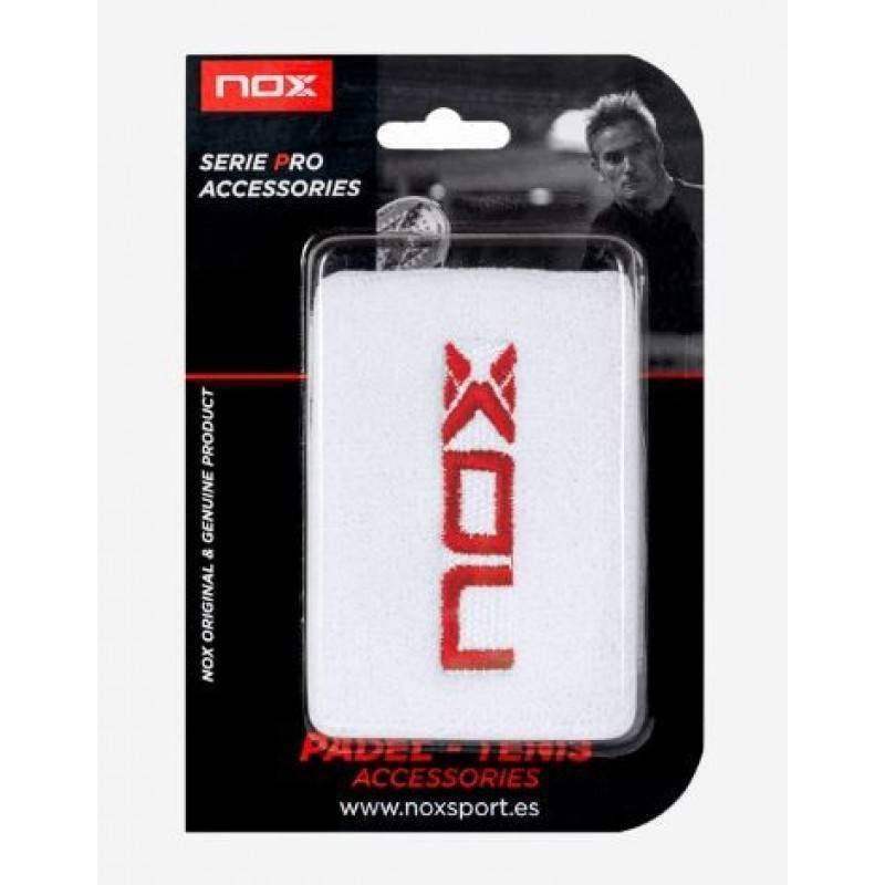 Muñequeras Nox Blanco Logo Rojo 2 Unidades