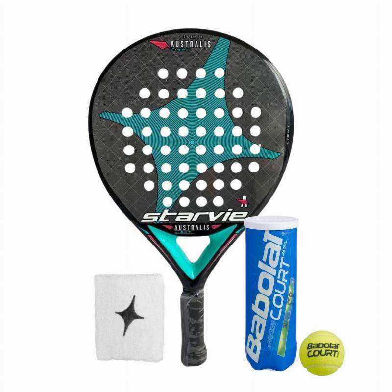 Pack Pala StarVie Australis Light con Munequera y Pelotas