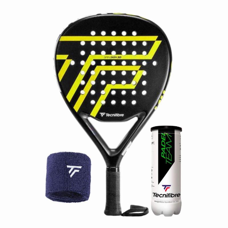 Pack Pala Tecnifibre Wall Breaker 360 con Munequera y Pelotas