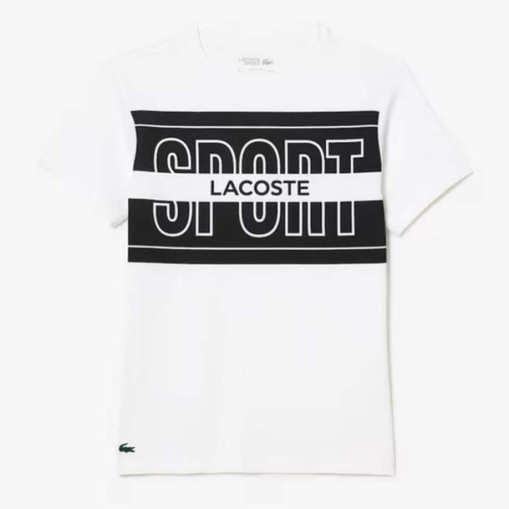 Camiseta Lacoste Sport Logo Blanco Negro
