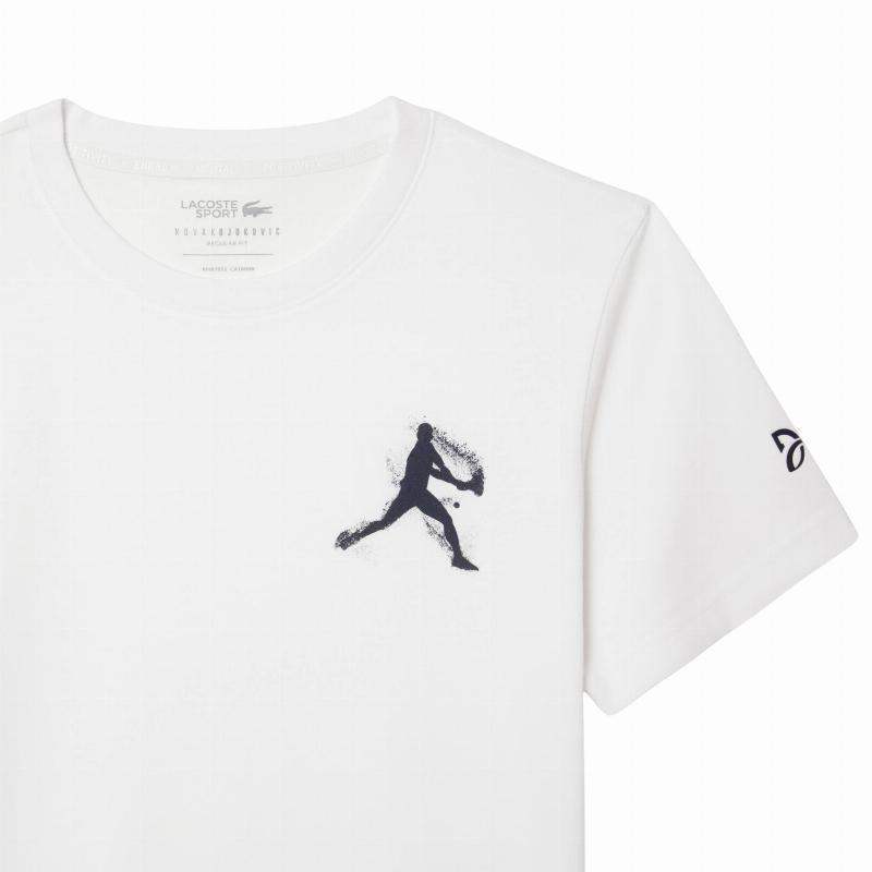 Pack Camiseta Lacoste Novak Djokovic Blanco y Gorra Marino