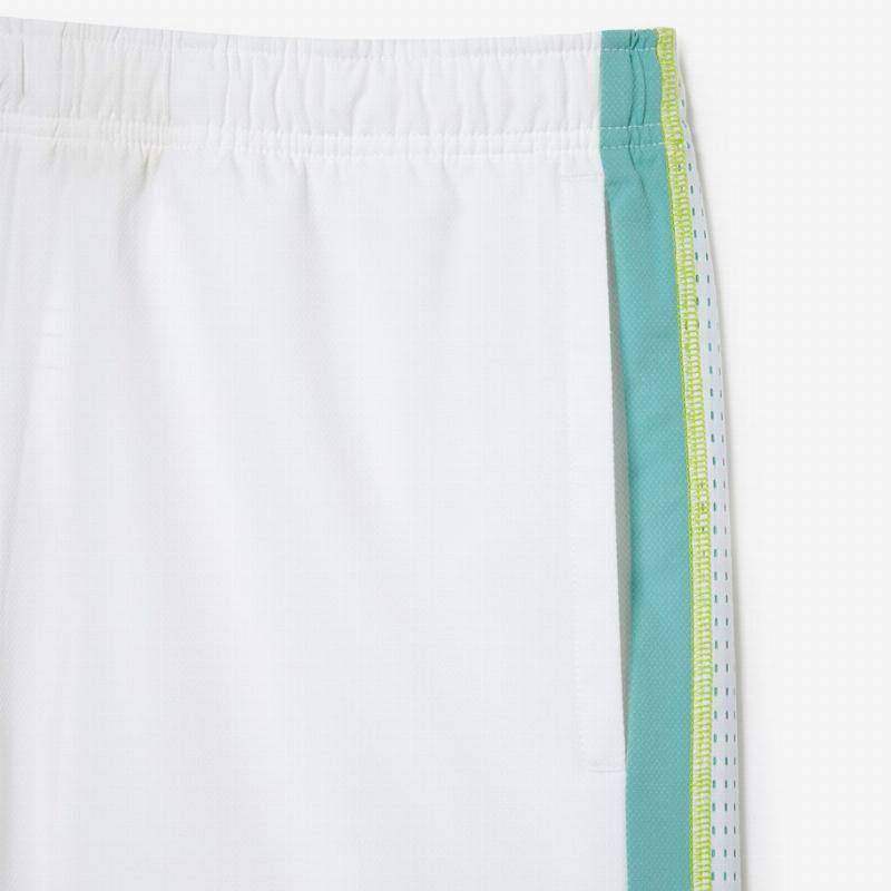 Short Lacoste Poliester Reciclado Blanco Verde